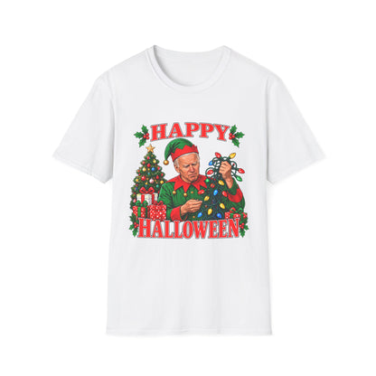 Happy Halloween Christmas Elf Tee | Funny Joe Biden Holiday Shirt | Unisex T-Shirt