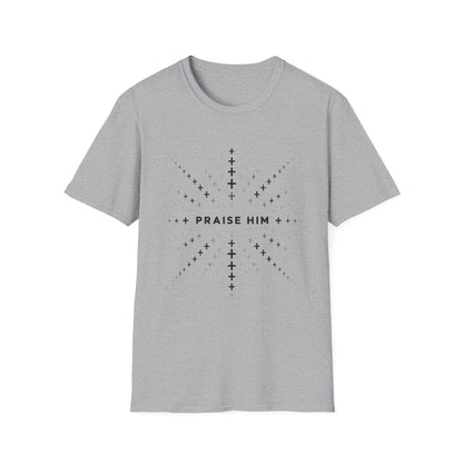 Praise Him Shirt | Fading Cross Christian T-Shirt | Minimalist Unisex Faith Tee