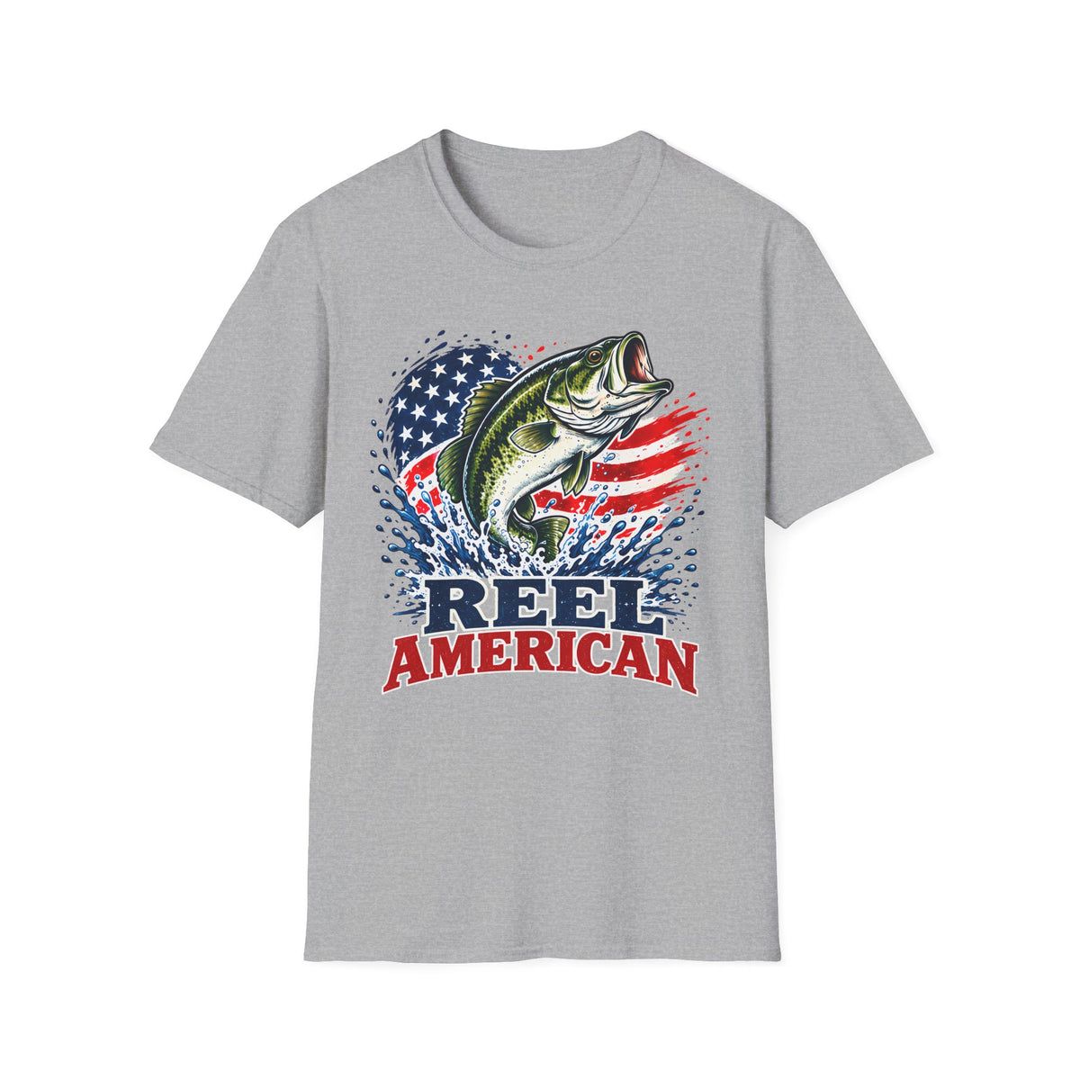 Reel American | Patriotic Bass Fishing Graphic | Unisex T-Shirt
