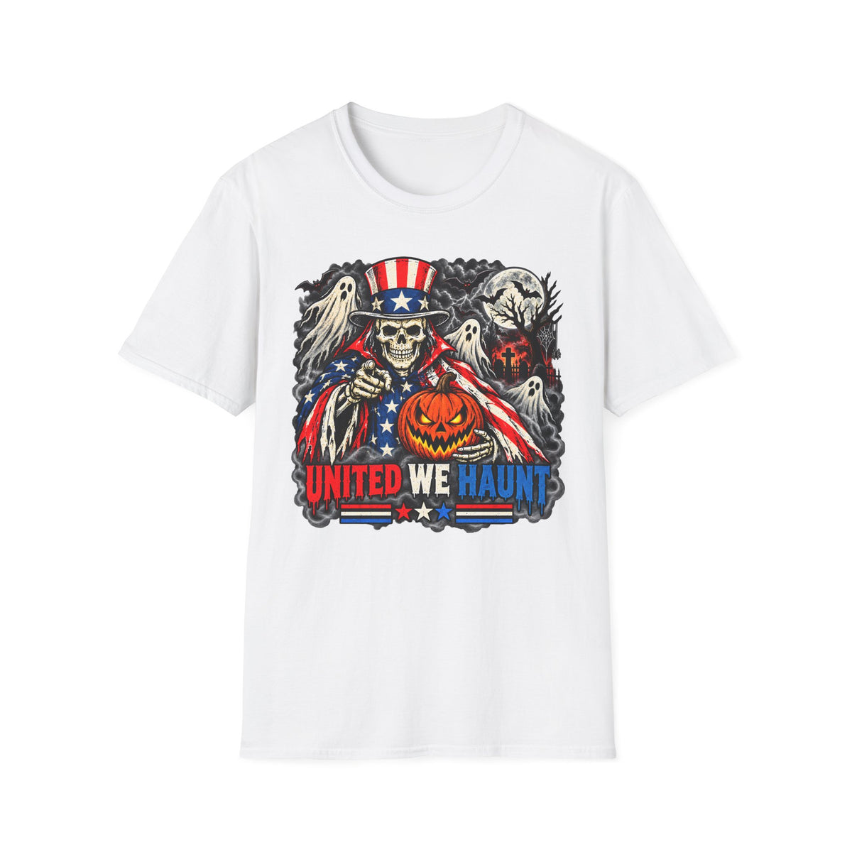 United We Haunt Halloween Shirt | Patriotic Skeleton T-Shirt | Unisex Tee