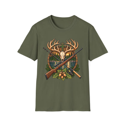 Deer Skull Cross Shirt | Christian Hunting & Fishing T-Shirt | Outdoors Unisex Tee