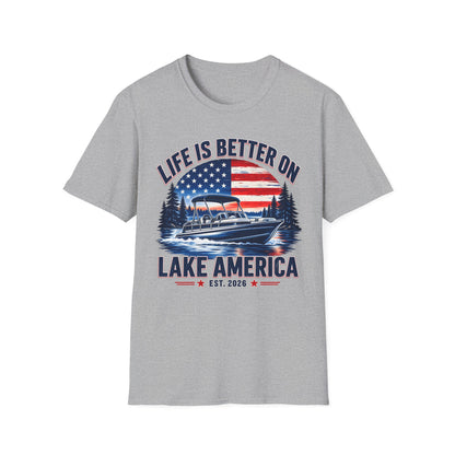 Life Is Better on Lake America Shirt | Patriotic Boat T-Shirt | Unisex Lake Tee