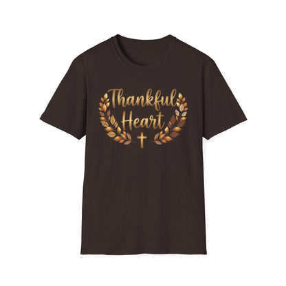Thankful Heart Shirt | Christian Autumn Wreath T-Shirt | Unisex Faith Tee