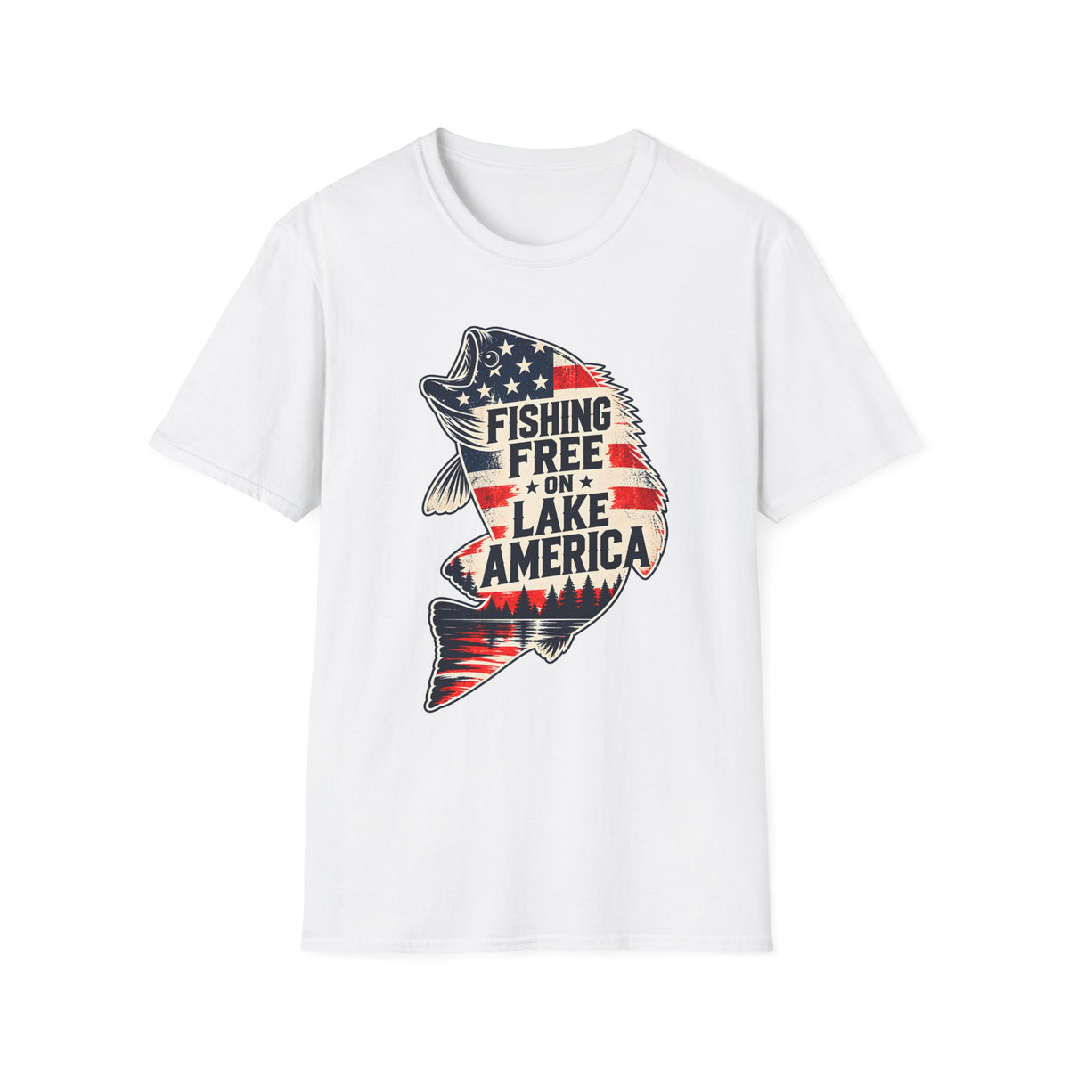 Fishing Free on Lake America Shirt | Patriotic Bass Fishing T-Shirt | Unisex Tee