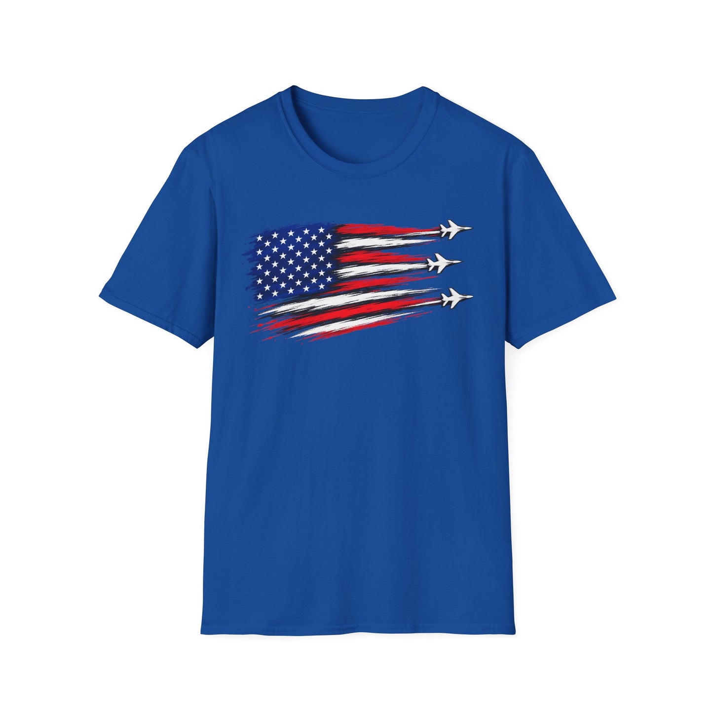 Patriotic Jet Flyover T-Shirt | American Flag Fighter Jets Graphic Unisex Tee