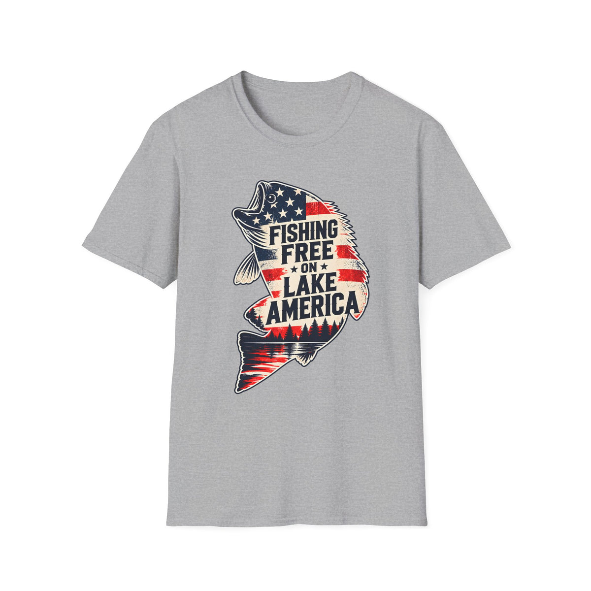 Fishing Free on Lake America Shirt | Patriotic Bass Fishing T-Shirt | Unisex Tee