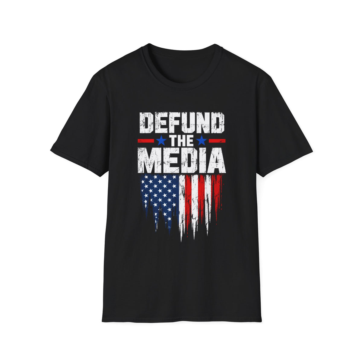 Defund the Media Flag Shirt | Distressed American Flag T-Shirt | Unisex Tee