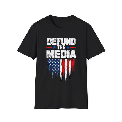 Defund the Media Flag Shirt | Distressed American Flag T-Shirt | Unisex Tee