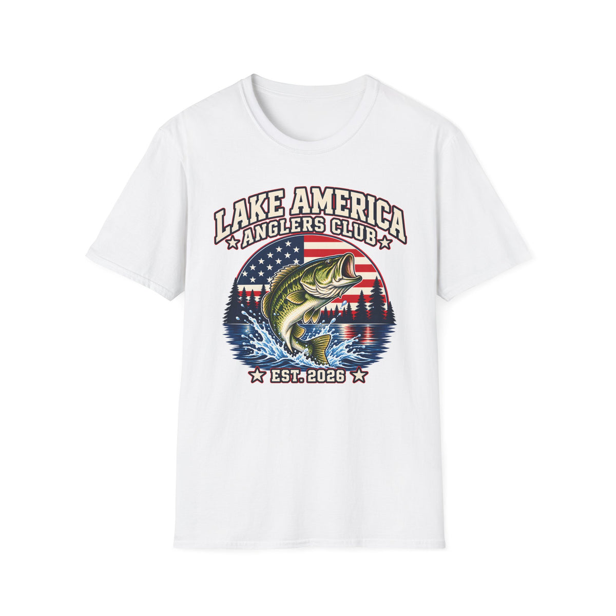 Lake America Anglers Club Shirt | Patriotic Bass Fishing T-Shirt | Unisex Tee