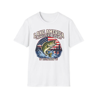 Lake America Anglers Club Shirt | Patriotic Bass Fishing T-Shirt | Unisex Tee
