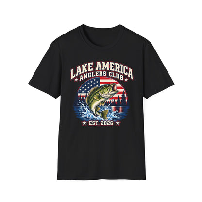 Lake America Anglers Club Shirt | Patriotic Bass Fishing T-Shirt | Unisex Tee