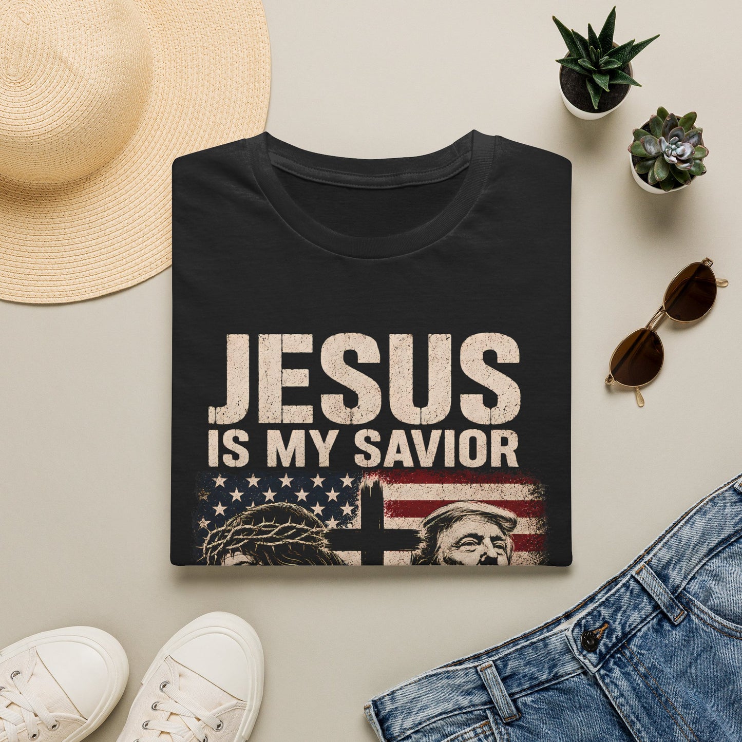 Jesus Is My Savior Trump Is My President T-Shirt (Unisex T-Shirt)