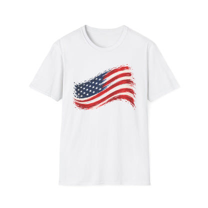 American Flag Brushstroke | Patriotic USA Graphic | Unisex T-Shirt