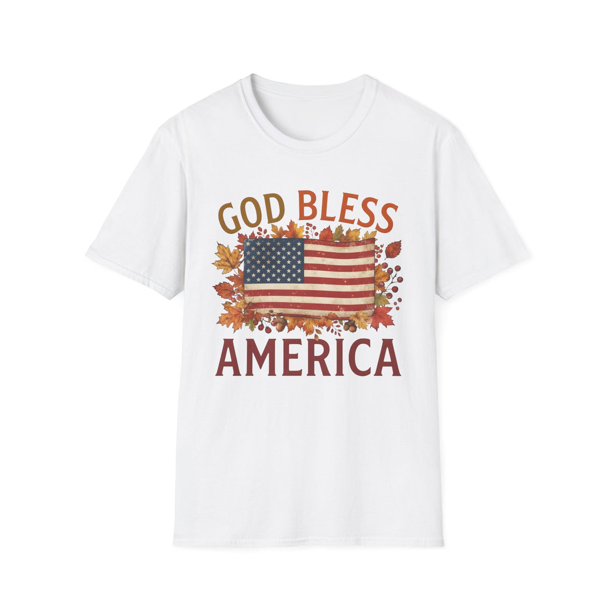 God Bless America Shirt | Autumn American Flag T-Shirt | Patriotic Unisex Tee