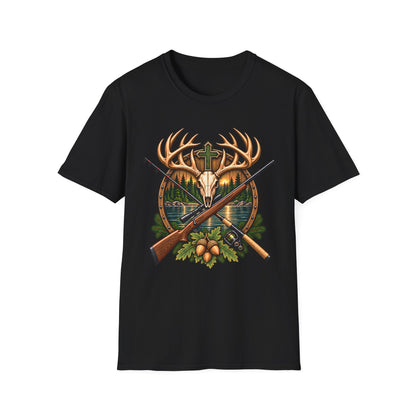 Deer Skull Cross Shirt | Christian Hunting & Fishing T-Shirt | Outdoors Unisex Tee