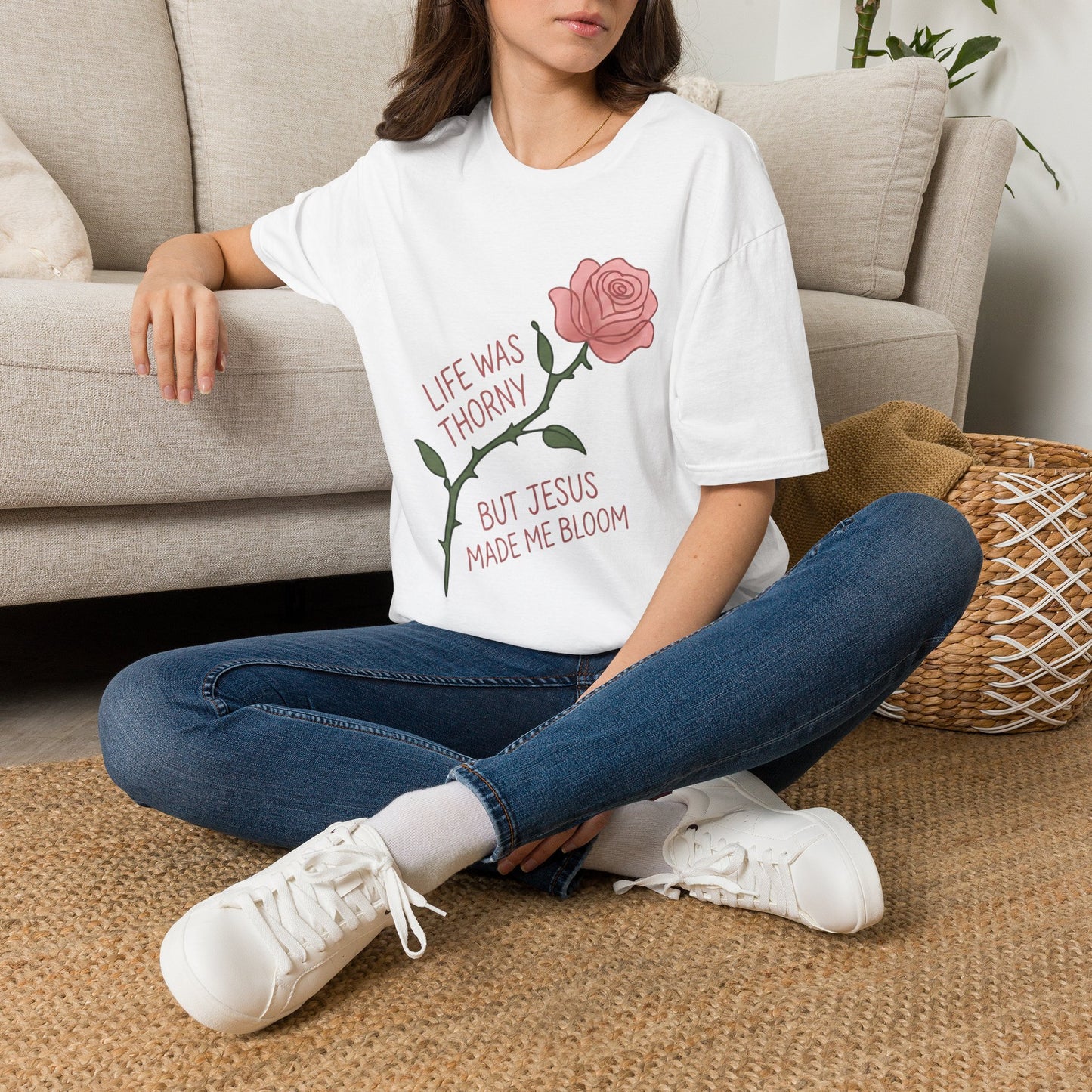 Life Was Thorny But Jesus Made Me Bloom (Unisex T-Shirt)