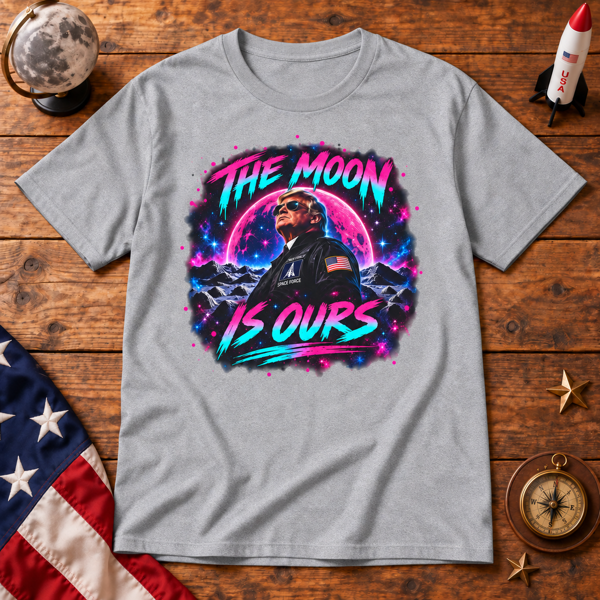 The Moon Is Ours Patriotic Space Shirt | America Moon Unisex Tee