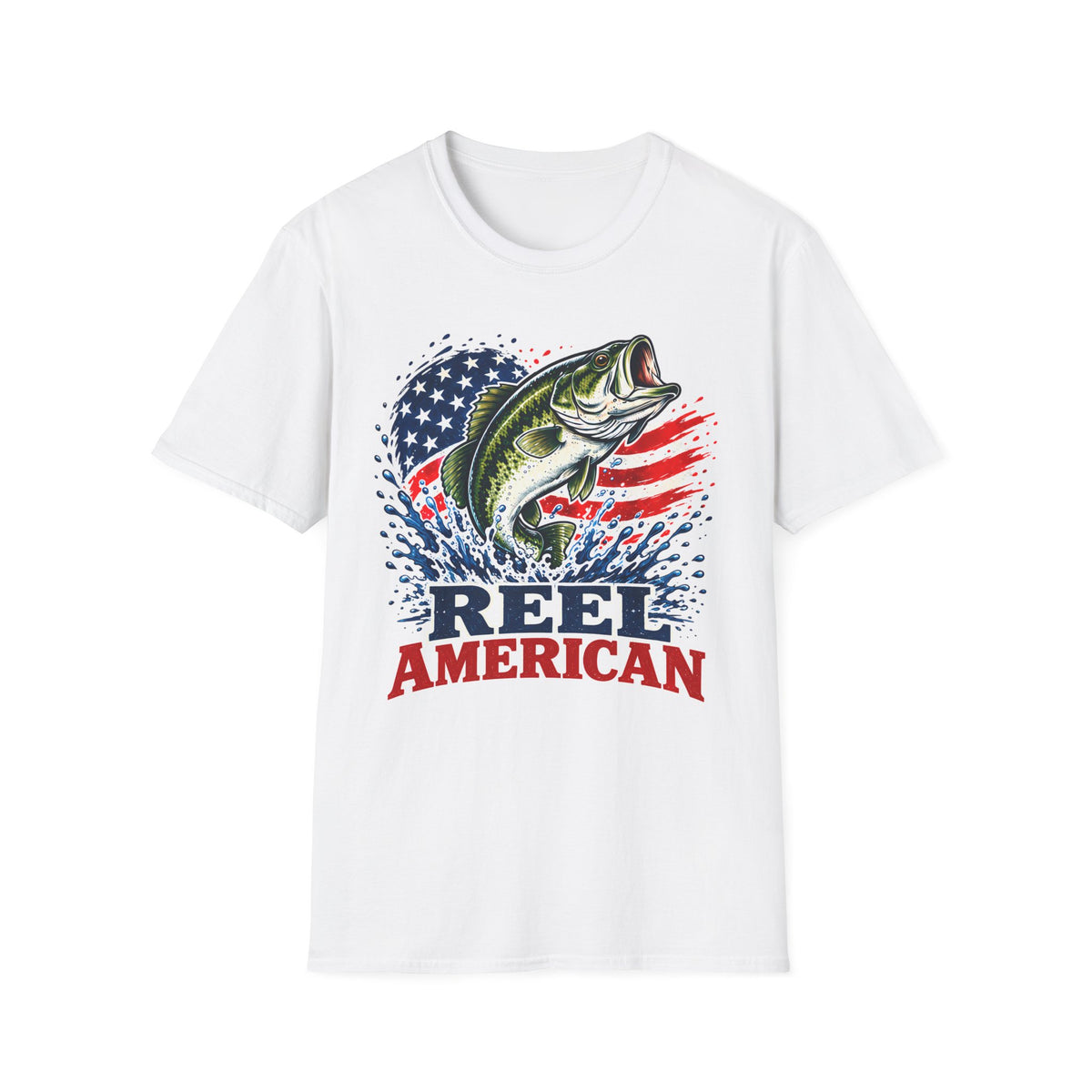 Reel American | Patriotic Bass Fishing Graphic | Unisex T-Shirt