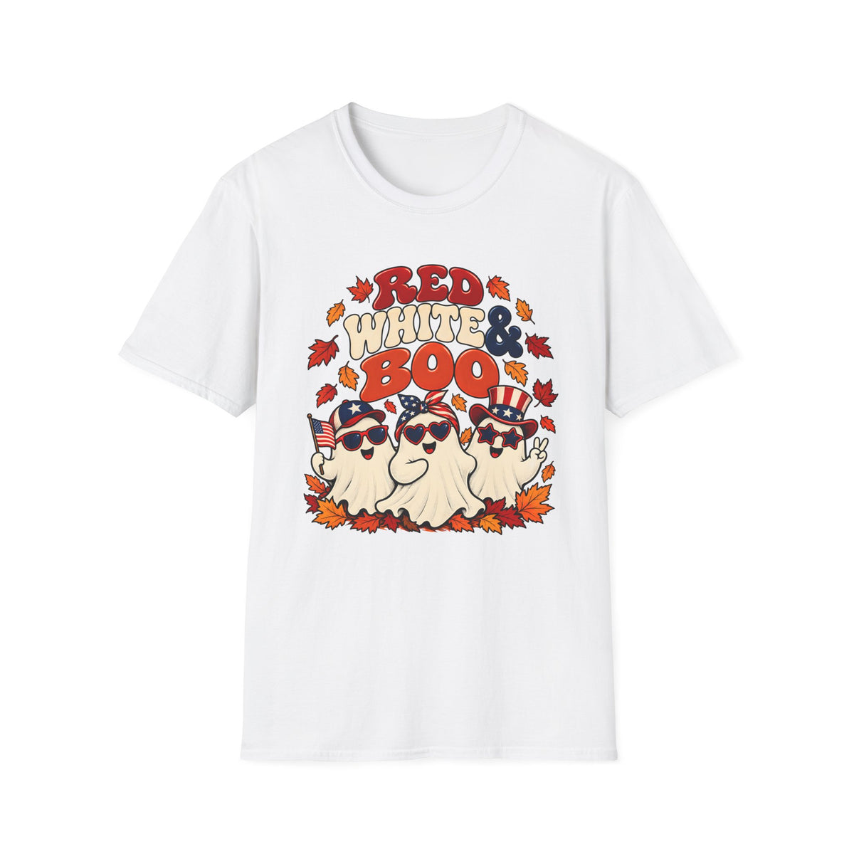 Red White & Boo T-Shirt | Patriotic Halloween Ghosts Graphic
