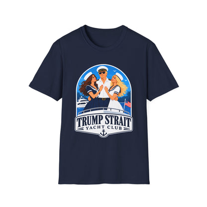 Trump Strait Yacht Club T-Shirt | Blue Nautical Captain Graphic | Patriotic Unisex Tee