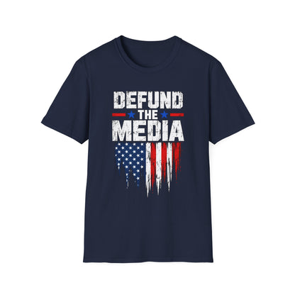 Defund the Media Flag Shirt | Distressed American Flag T-Shirt | Unisex Tee