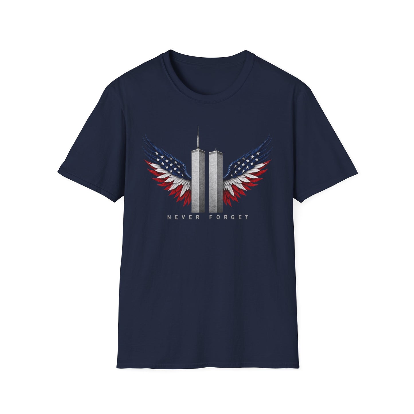9/11 Never Forget Memorial Tee | Twin Towers Patriotic Wings Unisex T-Shirt