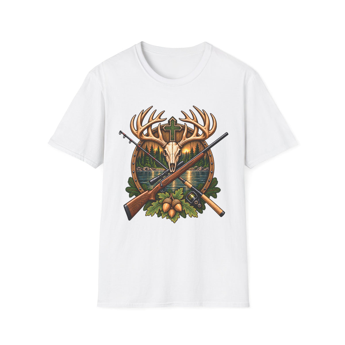 Deer Skull Cross Shirt | Christian Hunting & Fishing T-Shirt | Outdoors Unisex Tee