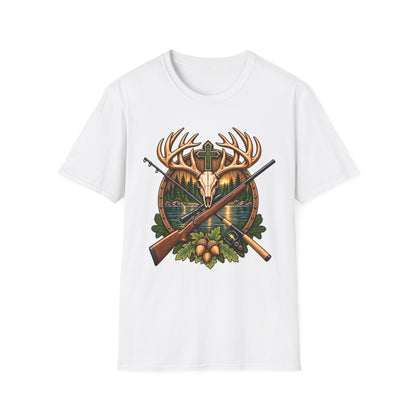 Deer Skull Cross Shirt | Christian Hunting & Fishing T-Shirt | Outdoors Unisex Tee