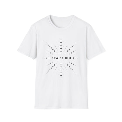 Praise Him Shirt | Fading Cross Christian T-Shirt | Minimalist Unisex Faith Tee