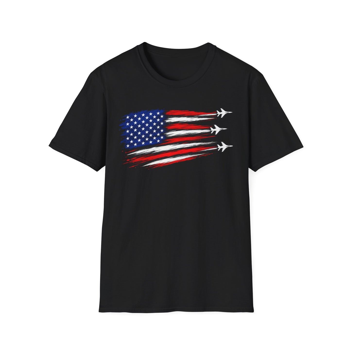 Patriotic Jet Flyover T-Shirt | American Flag Fighter Jets Graphic Unisex Tee