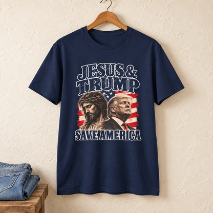 Jesus & Trump Save America Shirt | Patriotic Christian T-Shirt | Unisex Tee — shirt-only mockup