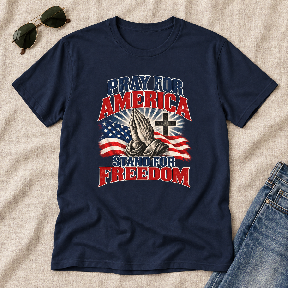 Pray for America Shirt | Stand for Freedom Christian T-Shirt | Unisex Tee — shirt-only mockup