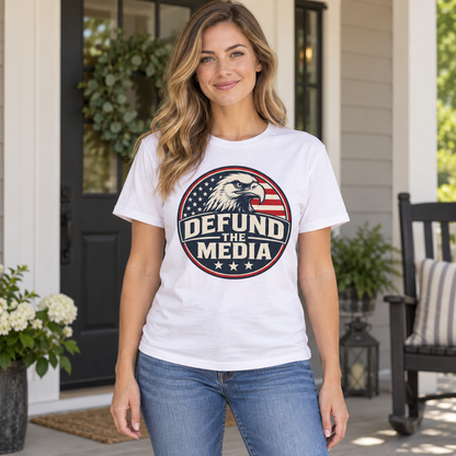 Defund the Media eagle unisex shirt lifestyle view