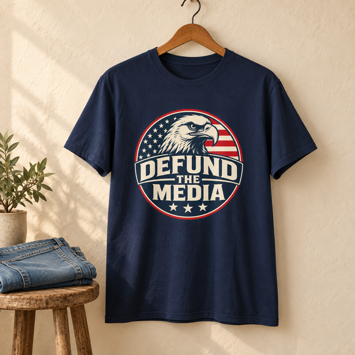 Defund the Media eagle unisex shirt shirt-only styled view