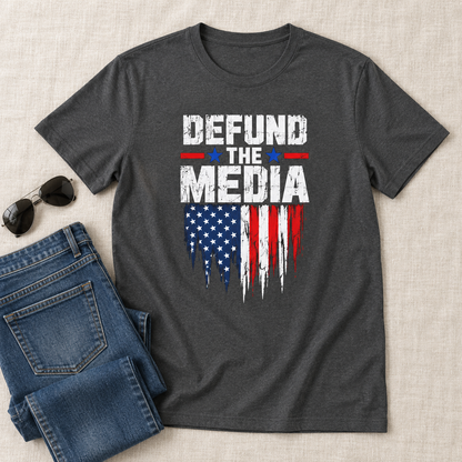 Defund the Media American flag unisex shirt shirt-only styled view