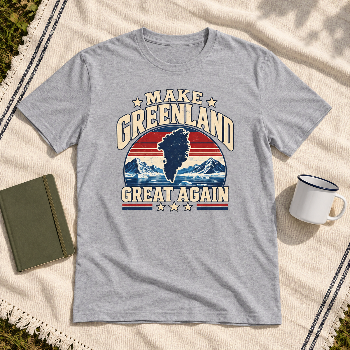 Make Greenland Great Again vintage Arctic map shirt in Gray, shirt-only product view