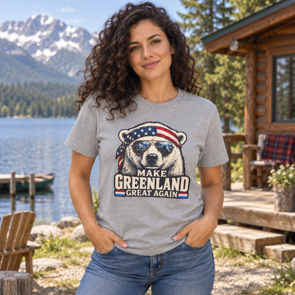 Make Greenland Great Again polar bear shirt in Gray, lifestyle view