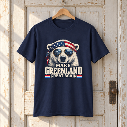 Make Greenland Great Again polar bear shirt in Navy Blue, shirt-only product view