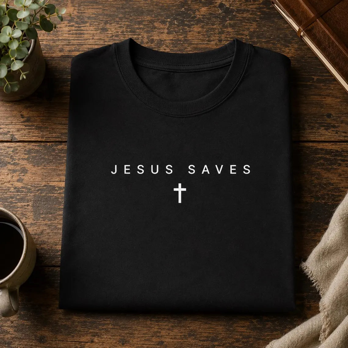 Minimalist Jesus Saves | Christian Cross Tee | Unisex T-Shirt