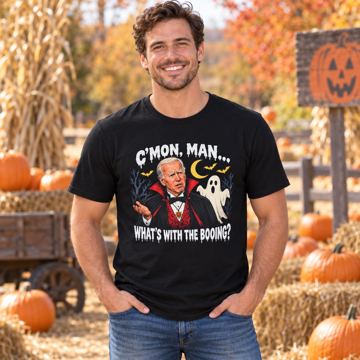 C’mon, Man… What’s With the Booing? black shirt worn by a man in a seasonal setting