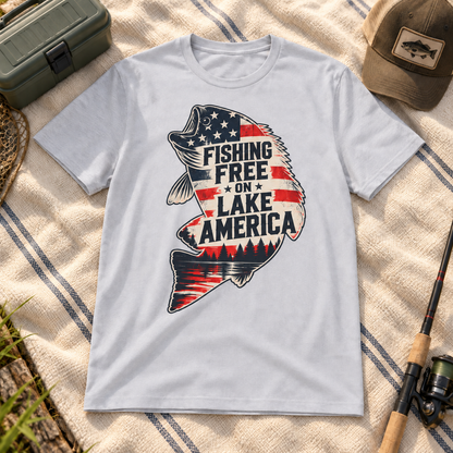 Fishing Free on Lake America bass shirt shirt-only staged mockup