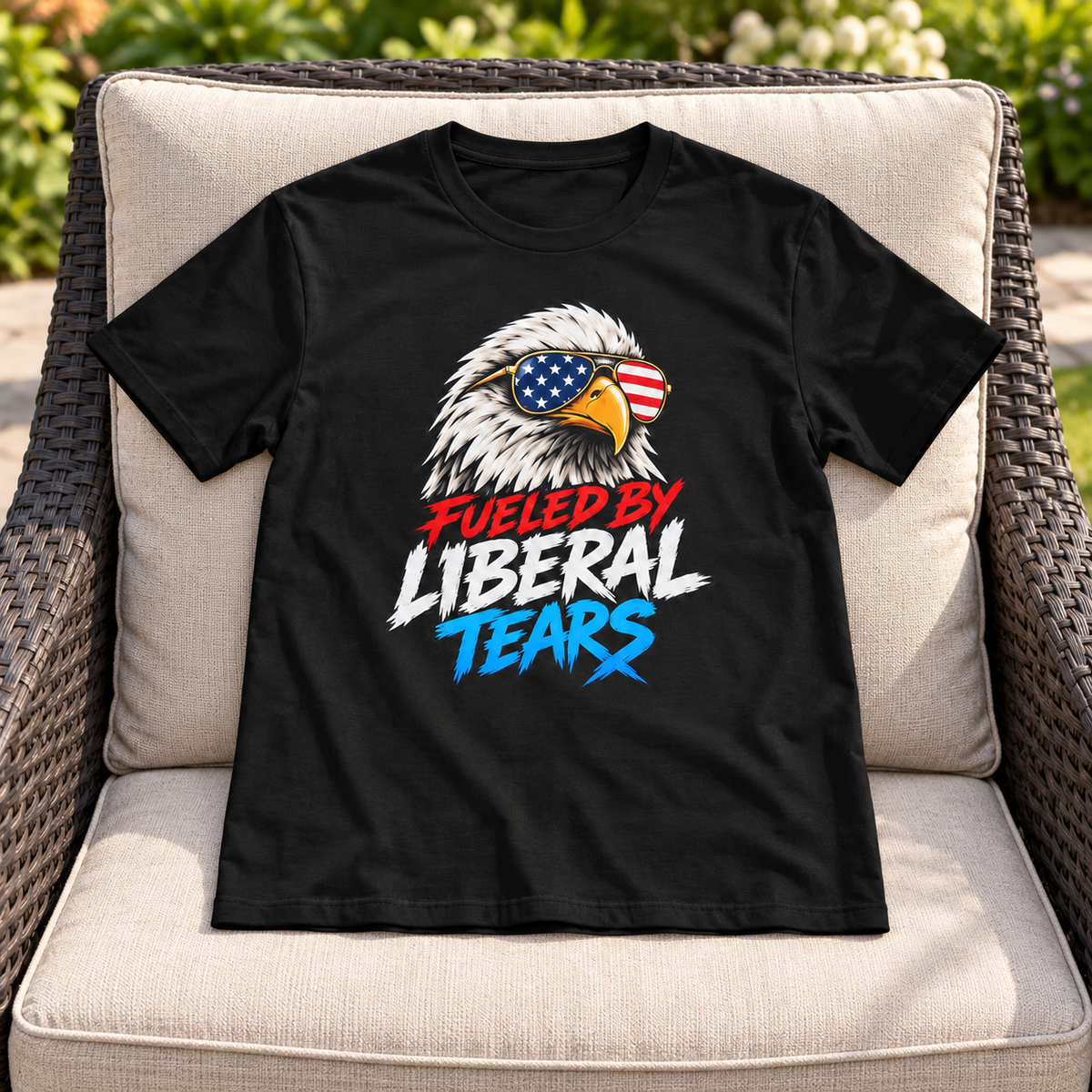 Fueled by Liberal Tears Eagle Shirt in Black, shirt-only lifestyle mockup