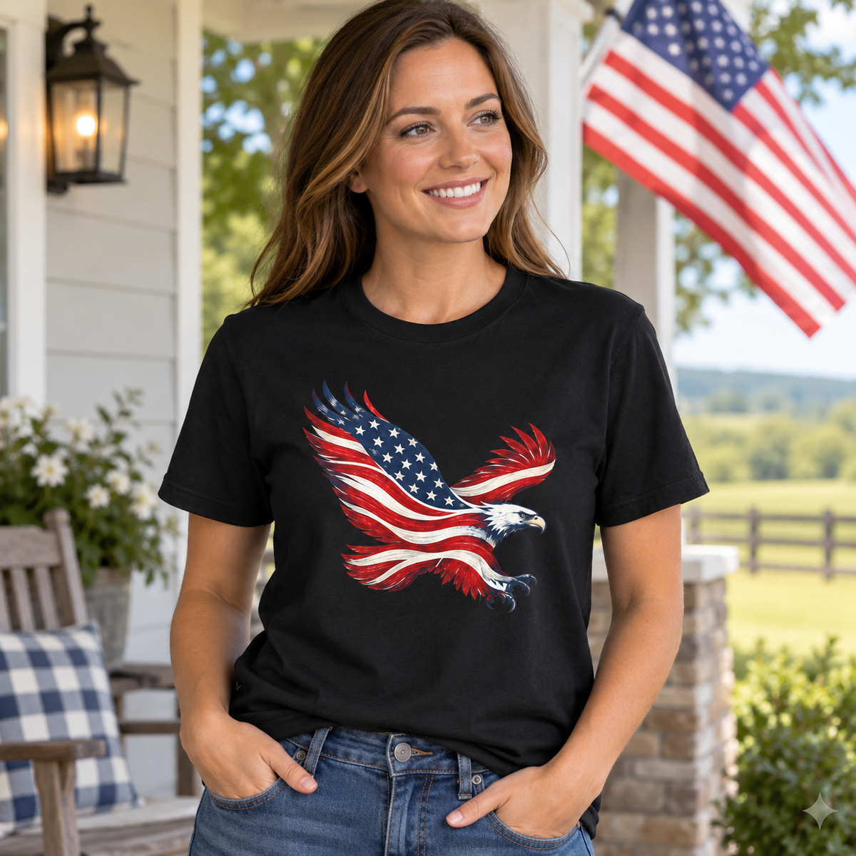 American Flag Eagle in Black, lifestyle photo