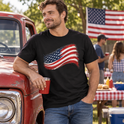 American Flag Brushstroke in Black, lifestyle photo
