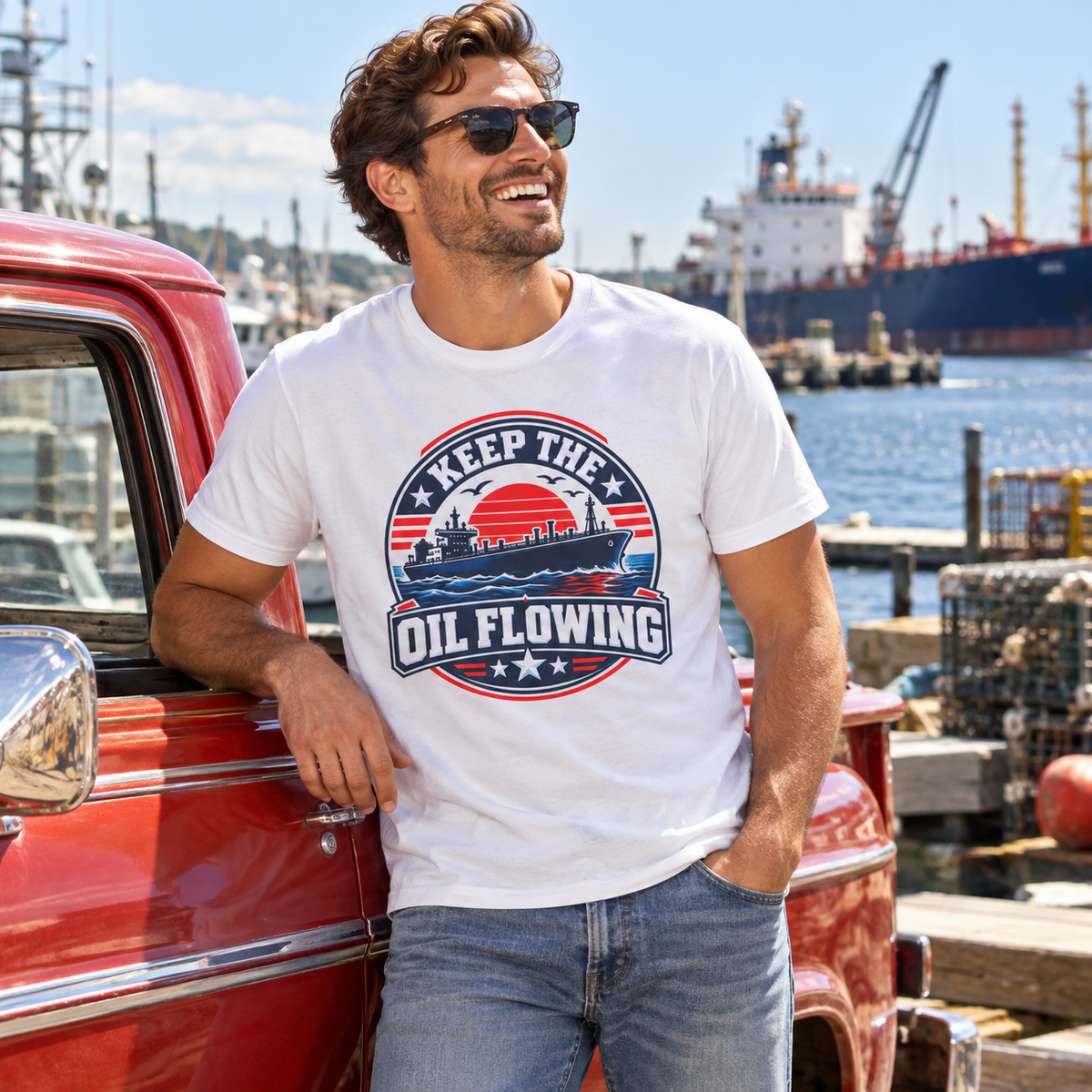 Keep the Oil Flowing Shirt — Lifestyle mockup