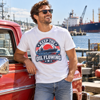 Keep the Oil Flowing Shirt — Lifestyle mockup