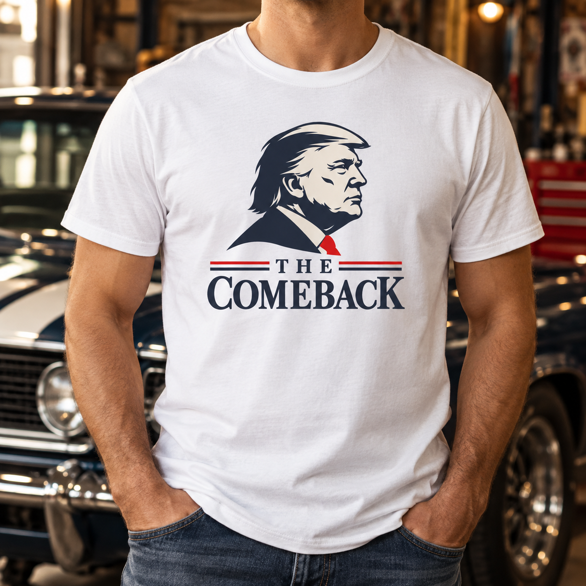 The Comeback Trump Shirt — Chest close-up
