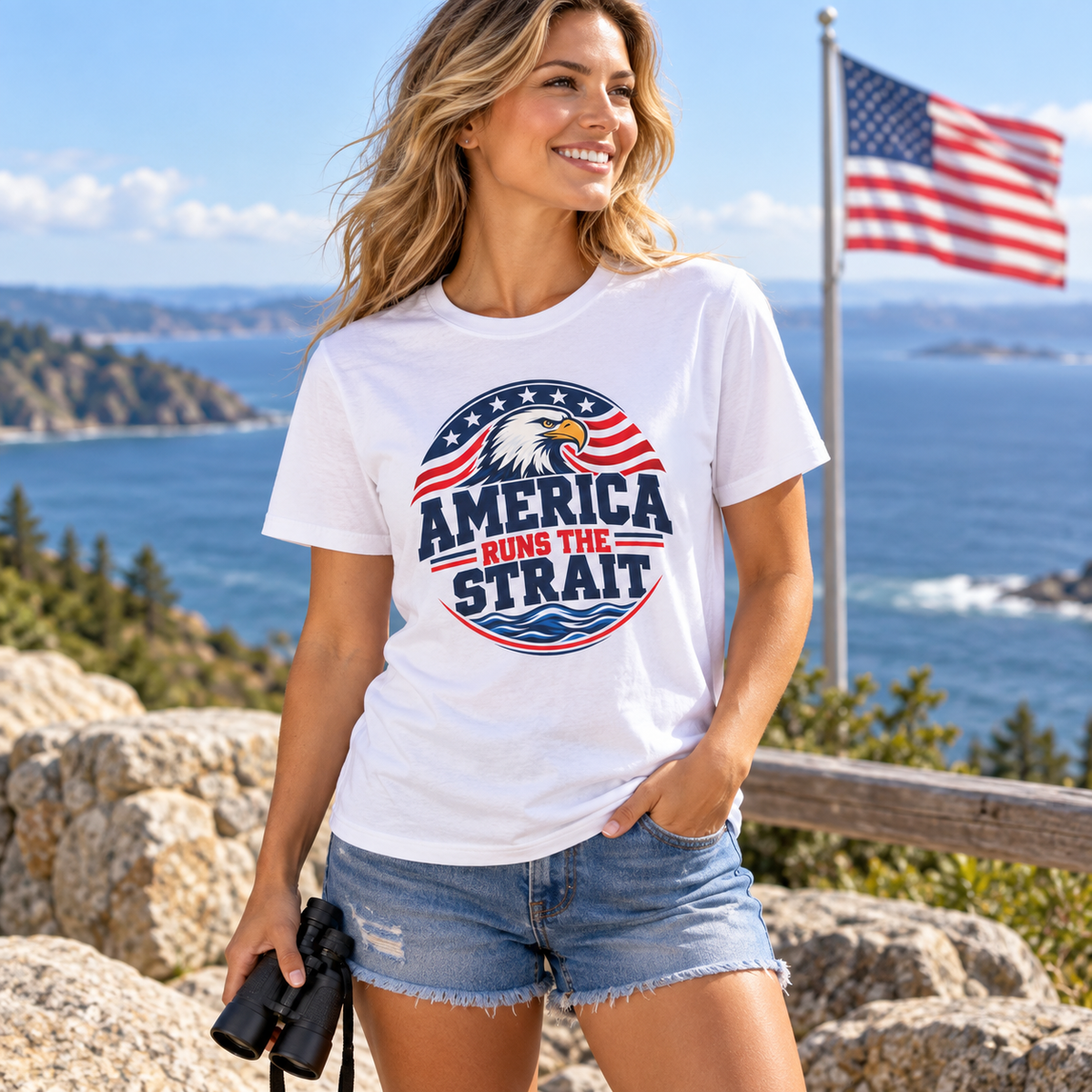 America Runs the Strait Shirt — Lifestyle mockup