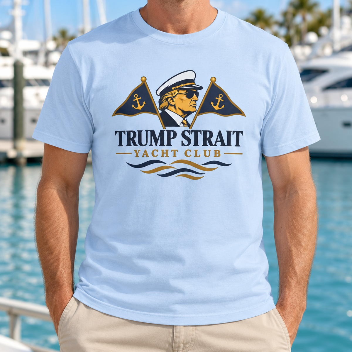 Trump Strait Yacht Club T-shirt lifestyle close mockup