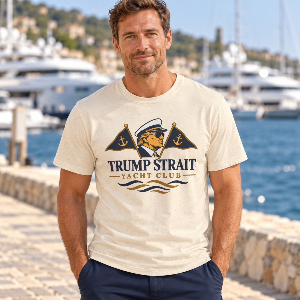Trump Strait Yacht Club T-shirt lifestyle full mockup